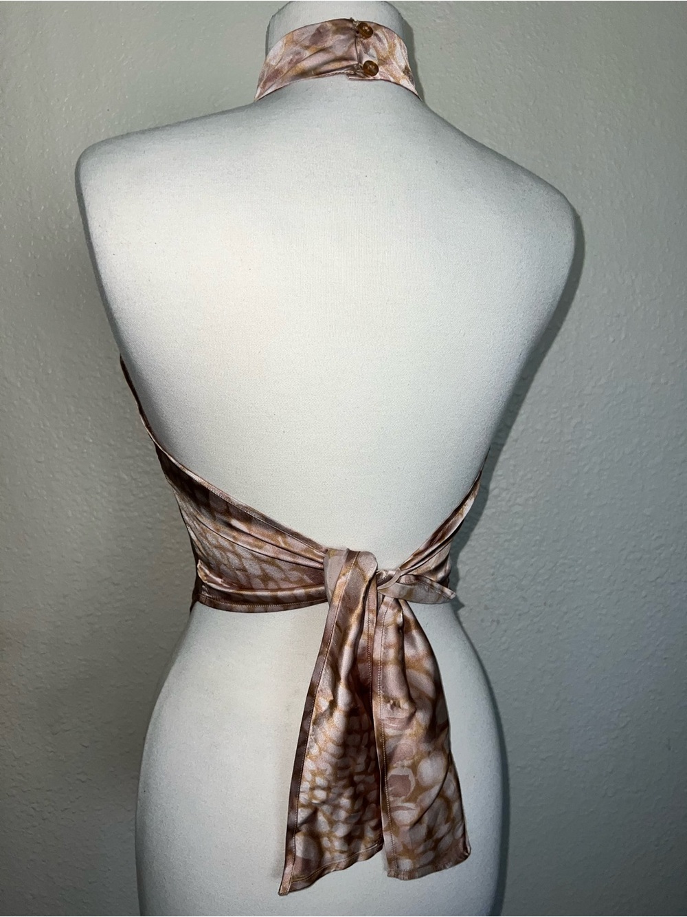 Victoria's Secret Brown Reptile-Print Silk Halter Top - Picture 4 of 10